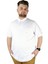 Battal Beden Erkek Tshirt Polo Yaka Nakışlı Klasik Pike 20553 Beyaz 3
