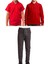 Unisex Çocuk Ribana Bel Keten Okul Pantolonu + Polo Yaka Kısa ve Uzun Kol T-Shirt 1