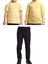 Unisex Çocuk Ribana Bel Keten Okul Pantolonu + Polo Yaka Kısa ve Uzun Kol T-Shirt 1