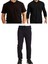 Unisex Çocuk Ribana Bel Keten Okul Pantolonu + Polo Yaka Kısa ve Uzun Kol T-Shirt 1