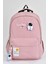Unisex Çok Gözlü Günlük Seyahat Okul Sırt Çantası Pembe 51497 1