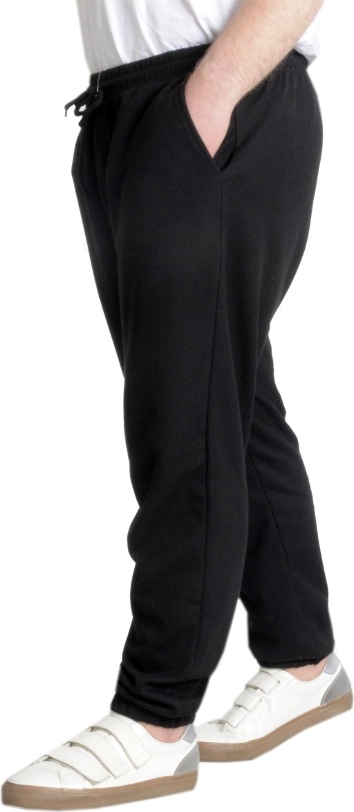 ModeXL Erkek Eşofman Altı Lastikli Paça Waffle Kumaş 3XL Konforlu Kullanım Siyah görsel 3