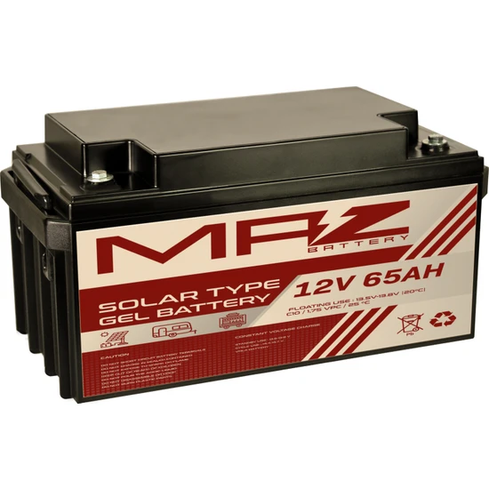 Maz Akü 12 Volt 65 Amper Solar Jel Akü 12V 65AH (Yeni Üretim)