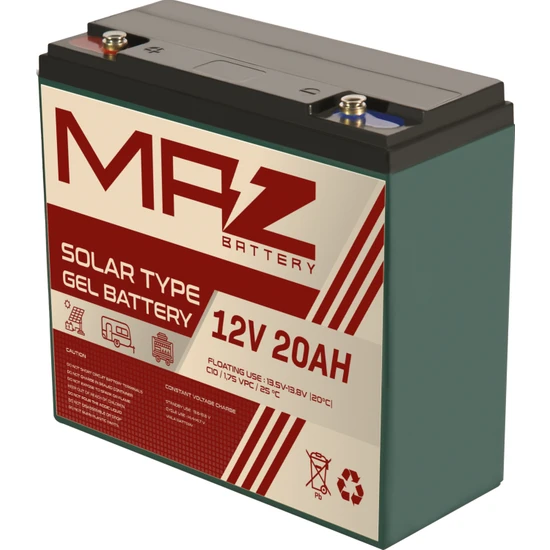 Maz Akü 12 Volt 20 Amper Solar Jel Akü 12V 20AH (Yeni Üretim)