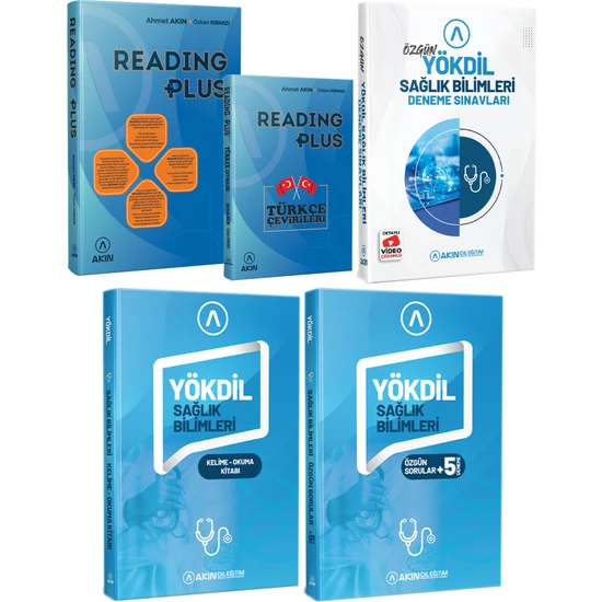 Akın Dil Eğitim YÖKDİL Reading Plus - Sağlık Bilimleri Deneme Sınavları – Kelime - Okuma - Özgün Sorular – 5 Deneme
