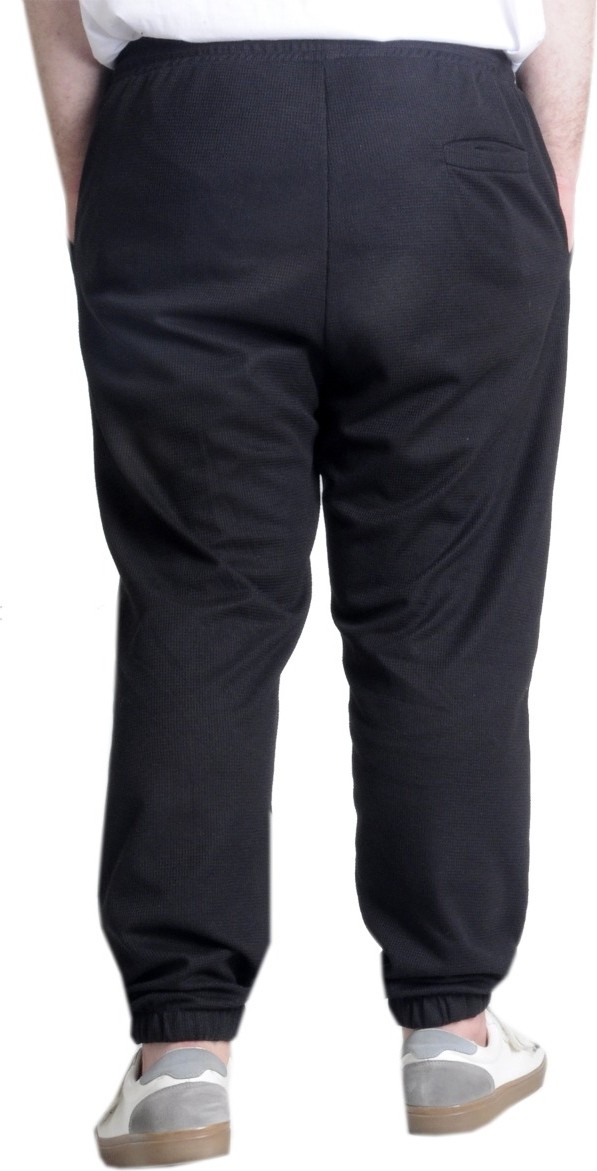 ModeXL Erkek Eşofman Altı Lastikli Paça Waffle Kumaş 3XL Konforlu Kullanım Siyah görsel 4
