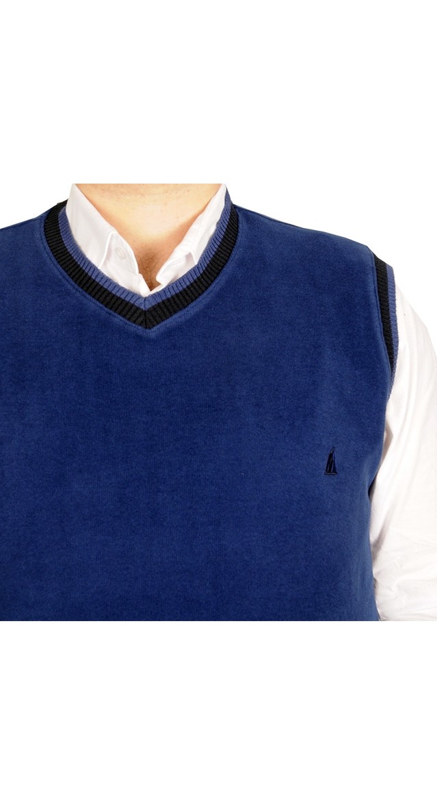 ModeXL Büyük Beden Erkek Süeter Vanize Selanik Siyah %87 Pamuk %13 Polyester V Yaka görsel 4