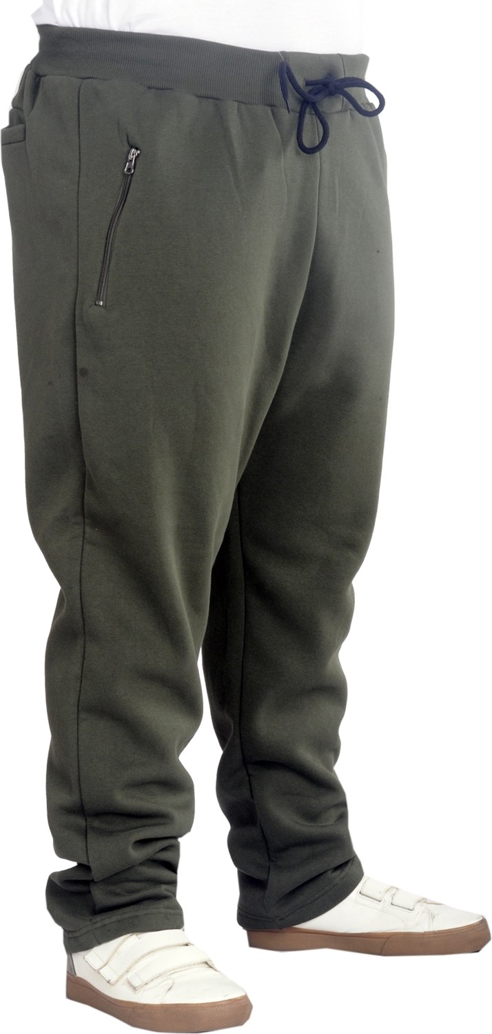 ModeXL Büyük Beden Erkek Eşofman Altı Fermuarlı Haki Polar Kumaş Düz Paça 22507 görsel 2