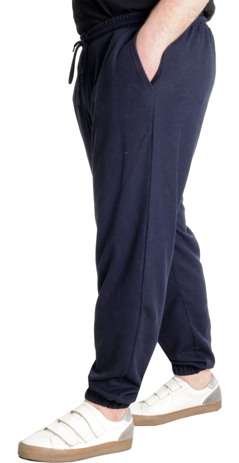 ModeXL Erkek Eşofman Altı Lastikli Paça Waffle Kumaş 3XL Konforlu Kullanım Siyah görsel 6