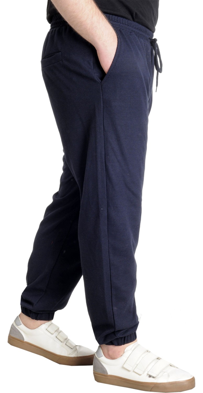 ModeXL Erkek Eşofman Altı Lastikli Paça Waffle Kumaş 3XL Konforlu Kullanım Siyah görsel 7