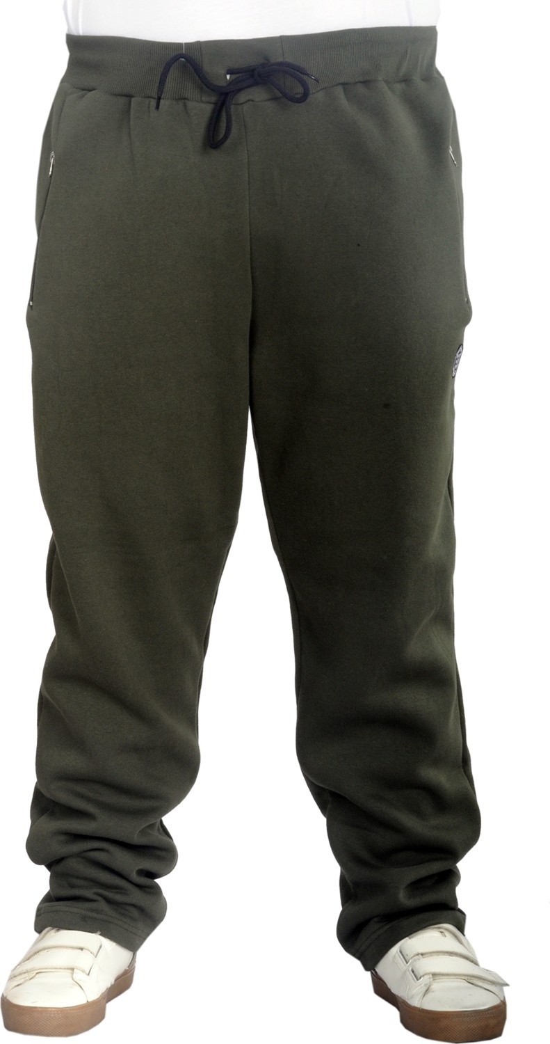 ModeXL Büyük Beden Erkek Eşofman Altı Fermuarlı Haki Polar Kumaş Düz Paça 22507