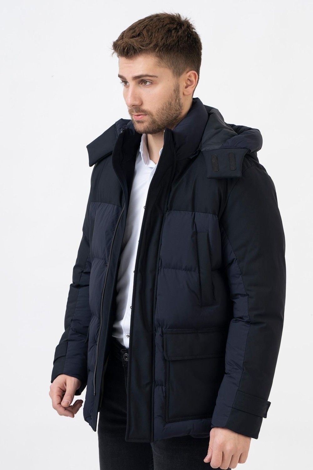 White Stone Edmonton 58101SLIM Fit Kapüşonlu Kaban Laci görsel 2
