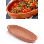 Elizi Çömlekleri Elizi Toprak Kayık Kase 32x16 cm, Fırında ve Ocağa Uygun, 1 Adet Yüksek Kalite Malzeme