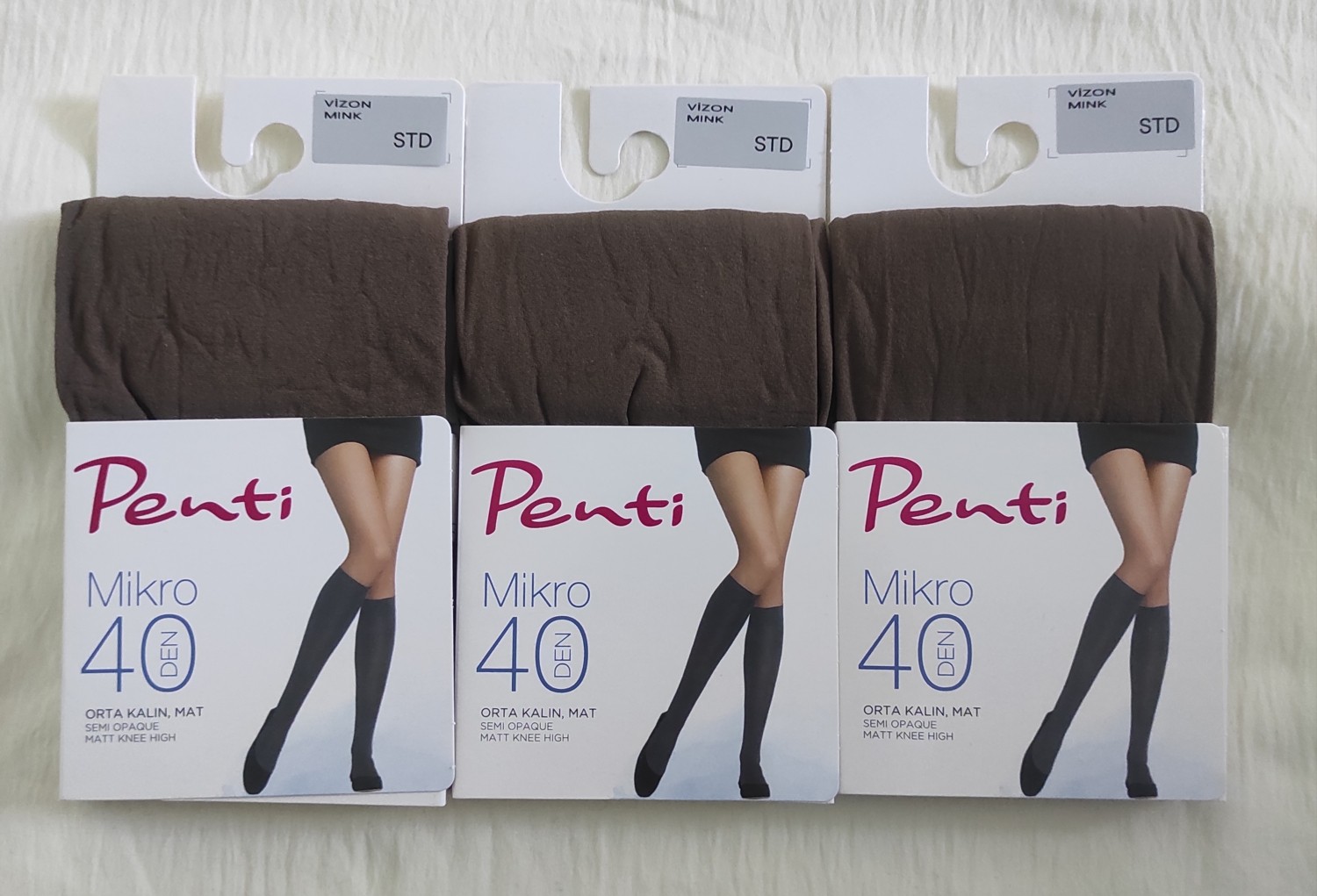 Penti Mıkro 40 Den Orta Kalın Mat Pantolon ( Diz Altı ) Çorap 3'lü
