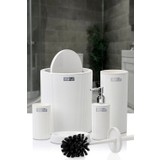 Fırsat Avm 5'li Banyo Seti - Beyaz, Çizgili, Yuvarlak
