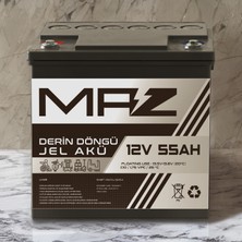 Maz Akü 12 Volt 55 Amper (Ah) Derin Döngü Jel Akü Max Performans