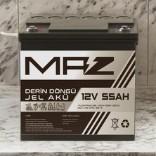 Maz Akü 12 Volt 55 Amper (Ah) Derin Döngü Jel Akü Max Performans