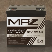 Maz Akü 12 Volt 55 Amper (Ah) Derin Döngü Jel Akü Max Performans