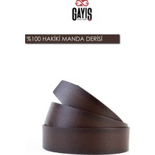 Gayış Özel Oval Deri Kot Kumaş Kahverengi Erkek Kemer