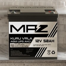 Maz Akü 12 Volt 50 Amper  Kuru Agm Vrla Güç Kaynağı Ups Akü