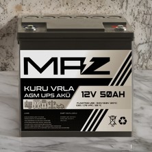 Maz Akü 12 Volt 50 Amper  Kuru Agm Vrla Güç Kaynağı Ups Akü