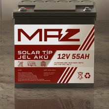 Maz Akü 12 Volt 55 Amper (Ah) Solar Jel Akü (Güneş Paneli Akü)
