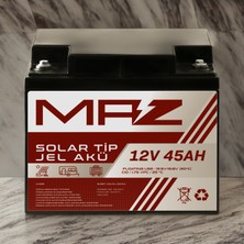 Maz Akü 12 Volt 45 Amper (Ah) Solar Jel Akü (Güneş Paneli Akü)