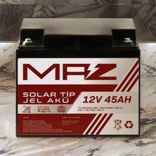 Maz Akü 12 Volt 45 Amper (Ah) Solar Jel Akü (Güneş Paneli Akü)