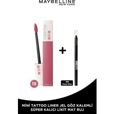 Maybelline New York Super Stay Matte Ink Likit Mat Ruj - 15 Lover - Pembe Mini Tattoo Liner Hediyeli