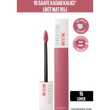 Maybelline New York Super Stay Matte Ink Likit Mat Ruj - 15 Lover - Pembe Mini Tattoo Liner Hediyeli