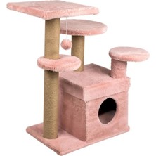 Dubex 65X86X87 cm Kedi Oyun Evi ve Tırmalama Platformu Pembe