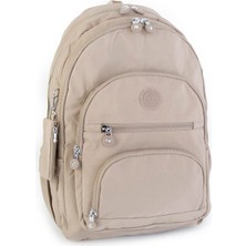 Nas Bag Unisex Su İtici Özellik Kazandırılmış Çok Gözlü Büyük Boy Sırt Çantası Vizon
