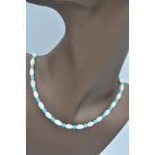 Stoneage Stonege Arpa Sedef ve Turkuaz Kolye