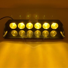 ŞüsCarOto Aksesuar S6 Cam Içi Vantuzlu Ambulans Itfaiye Çakar Lamba Ikaz Lambası 6 Ledli 12 Farklı Mod Sarı Çakmaklık Girişli