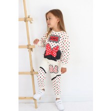 Orca Kids Fashion Minnie Mause Puantiye Detaylı Krem Kışlık Takım