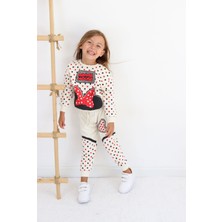 Orca Kids Fashion Minnie Mause Puantiye Detaylı Krem Kışlık Takım