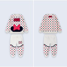 Orca Kids Fashion Minnie Mause Puantiye Detaylı Krem Kışlık Takım