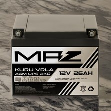 Maz Akü 12 Volt 26 Amper  Kuru Agm Vrla Güç Kaynağı Ups Akü