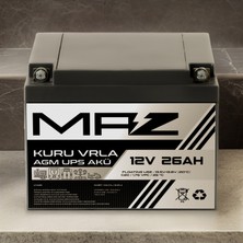 Maz Akü 12 Volt 26 Amper  Kuru Agm Vrla Güç Kaynağı Ups Akü