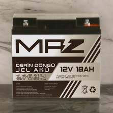 Maz Akü 12 Volt 18 Amper  Derin Döngü Jel Akü Max Performans