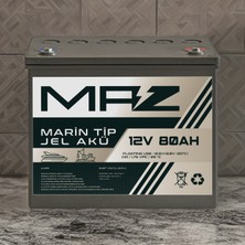 Maz Akü 12 Volt 80 Amper (Ah) Marin Jel VRLA Akü (Yat Tekne Akü)