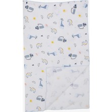 Breeze Yenidoğan Bebek Müslin Battaniye Orman Temalı Hayvancık Desenli Beyaz