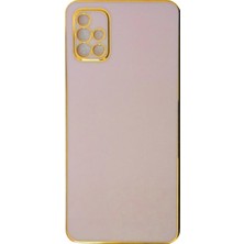 Plus Samsung A51 ile Uyumlu Platin Krom Volet Kılıf