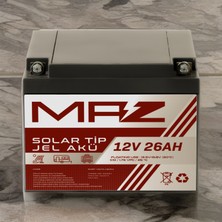 Maz Akü 12 Volt 26 Amper (Ah) Solar Jel Akü (Güneş Paneli Akü)
