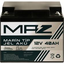 Maz Akü 12 Volt 40 Amper (Ah) Marin Jel VRLA Akü (Yat Tekne Akü)