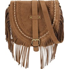 Conveyy El Yapımı Süet Bayan Omuz Çantası Püskül Eyer Çantası Satchel Moda Çanta BROWN01 (Yurt Dışından)