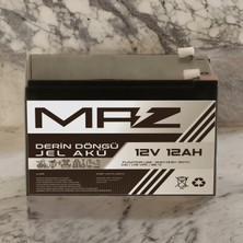 Maz Akü 12 Volt 12 Amper  Derin Döngü Jel Akü Max Performans