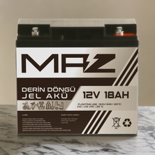 Maz Akü 12 Volt 18 Amper  Derin Döngü Jel Akü Max Performans