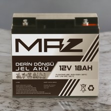 Maz Akü 12 Volt 18 Amper  Derin Döngü Jel Akü Max Performans