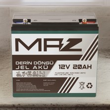 Maz Akü 12 Volt 20 Amper  Derin Döngü Jel Akü Max Performans